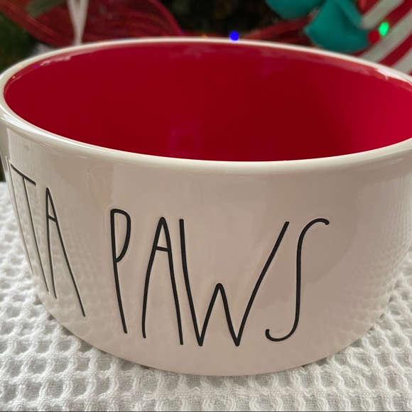 RAE DUNN ‘SANTA PAWS’ Pet Bowl. NWOT. 
Cream with Black LL, Red inside. - Picture 3 of 8